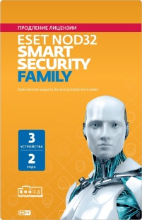 Электронный ключ ESET NOD32 Smart Security Family - продление лицензии на 2 года на 3 устройства